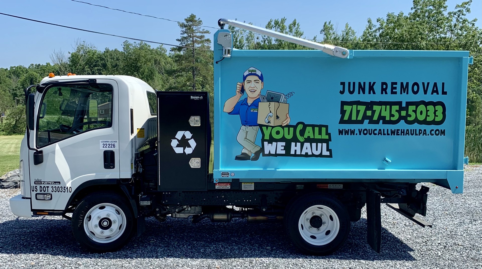 Blue dump truck